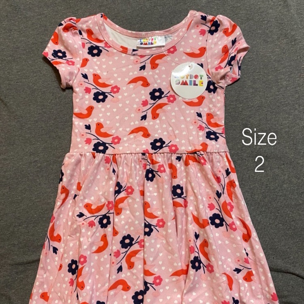 2T Dot Dot Smile cape sleeve bird dress
